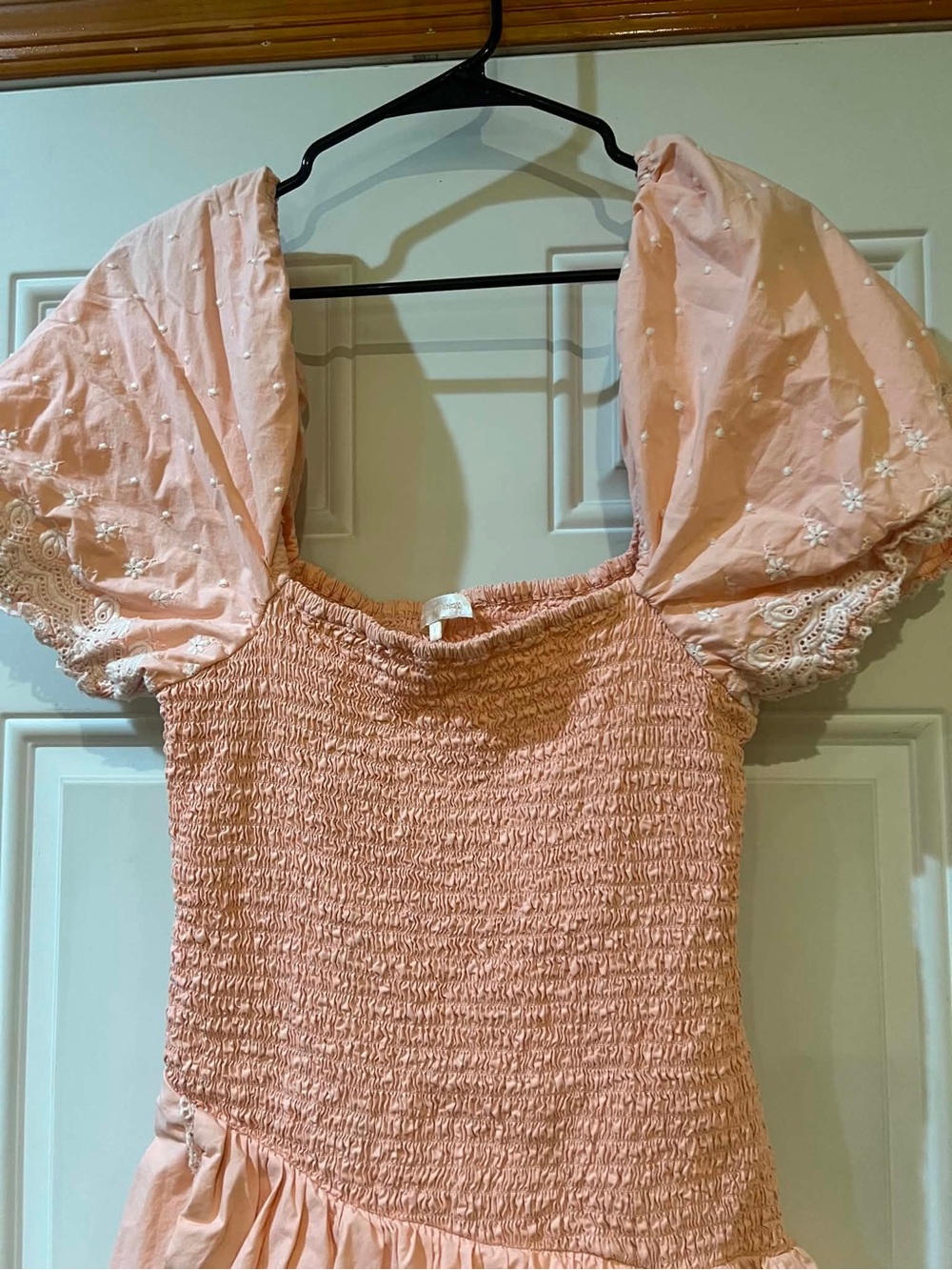 LoveShackFancy Smocked Mini Dress in Soft Pink - Small